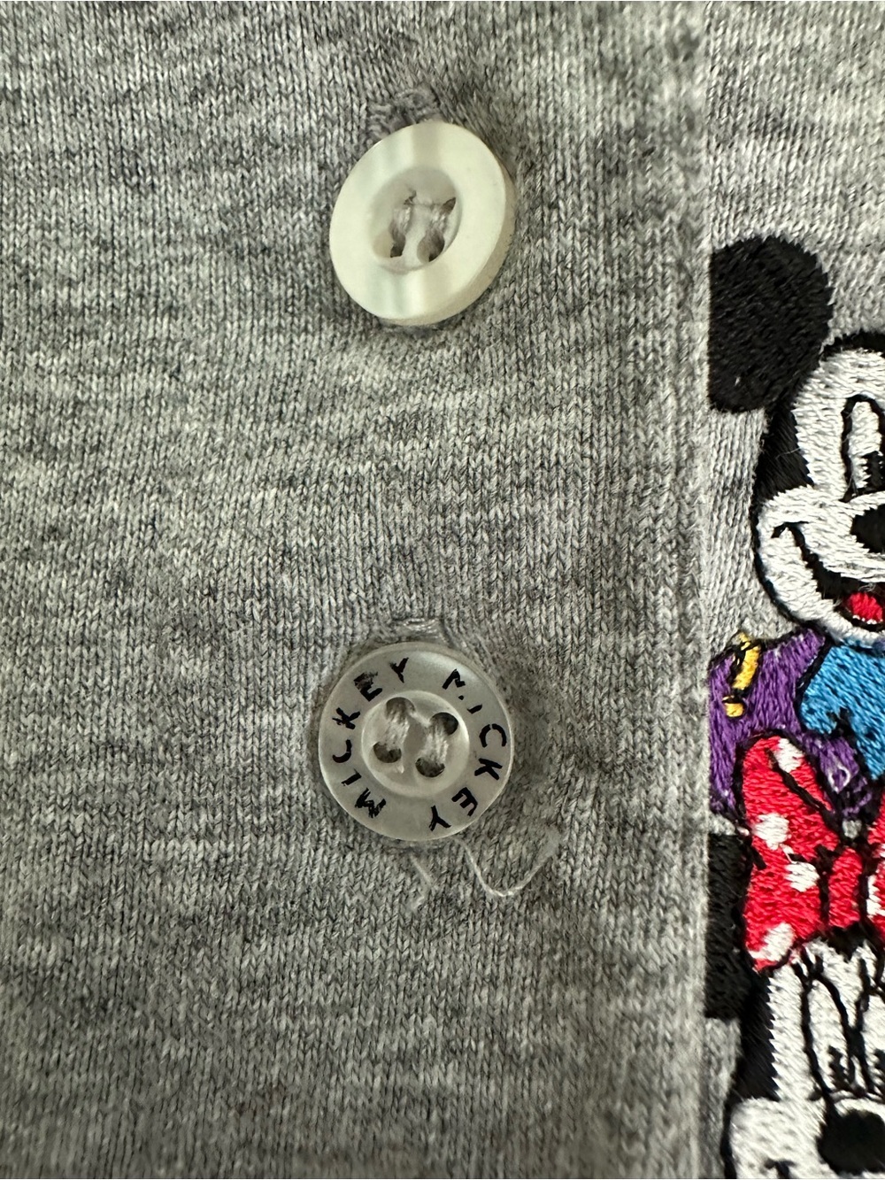 Vtg 80s Mickey Unlimited Gray Henley Embroidered Disney Minnie Pluto size 2X - Picture 3 of 7
